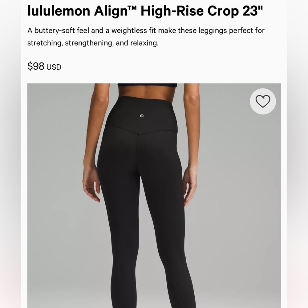 Lululemon Black High-Rise Crop Leggings